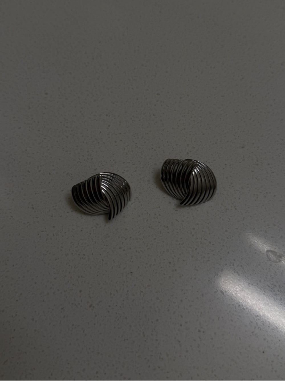 Silver Ribbed Earrings